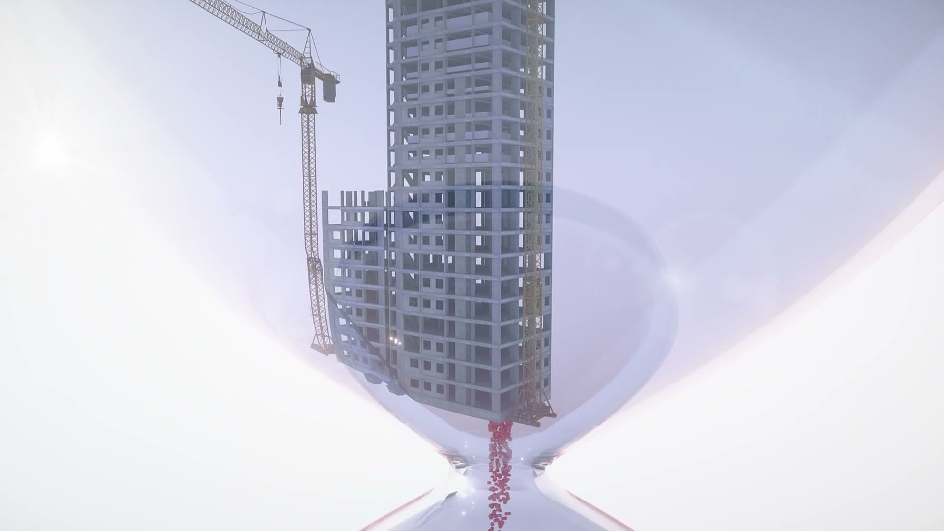 Construction hoist — high-rise inside an hourglass
